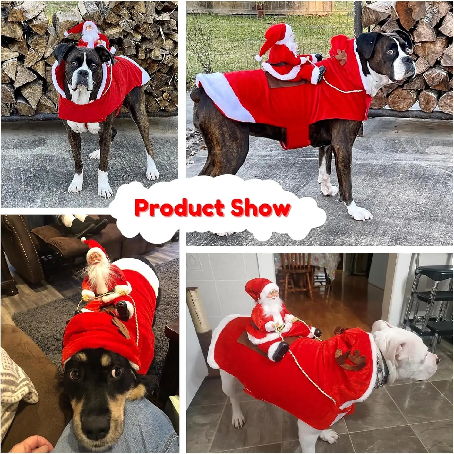 Santa Claus Dog & Cat Costume Set - Holiday Riding Outfit for Small, Medium & Large Dogs & Cats (Christmas Party Dress-Up)