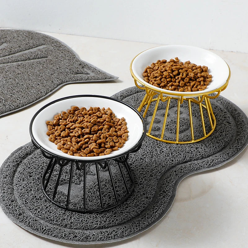 Pet Ceramic Bowl with Iron Rack