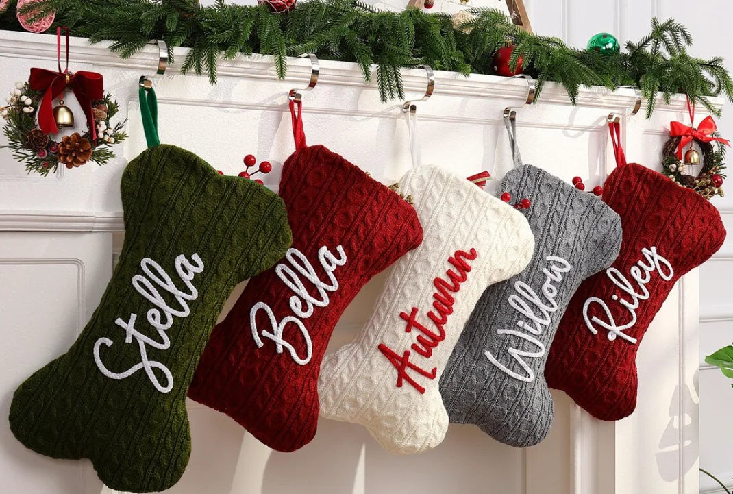 Personalised Dog Bone Christmas Stockings
