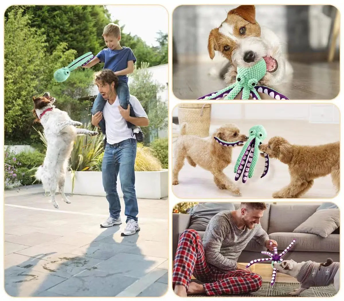 Plush Octopus Dog Toy