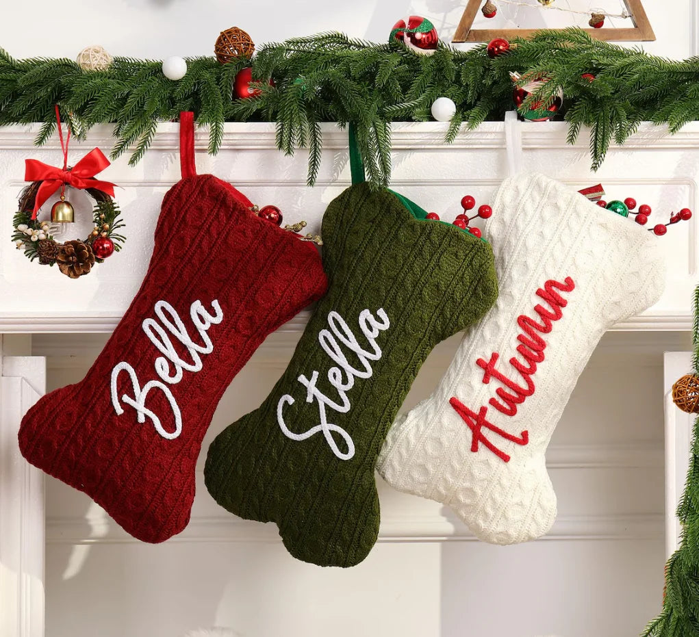 Personalised Dog Bone Christmas Stockings