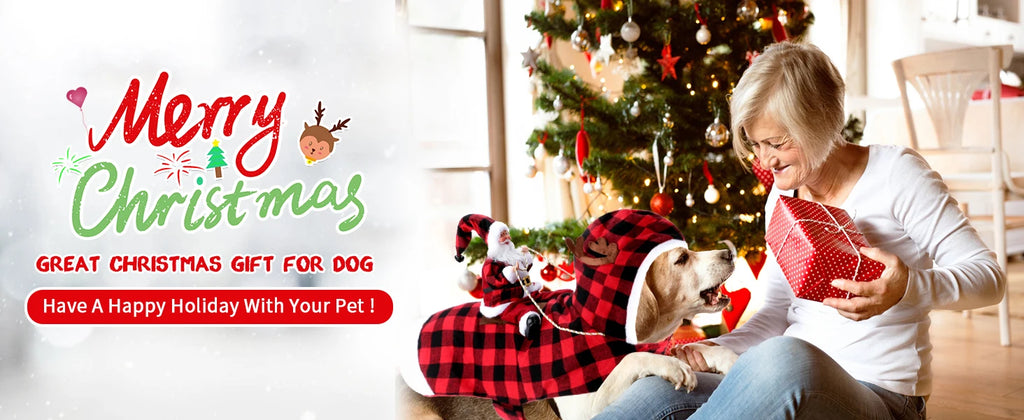 Santa Claus Dog & Cat Costume Set - Holiday Riding Outfit for Small, Medium & Large Dogs & Cats (Christmas Party Dress-Up)