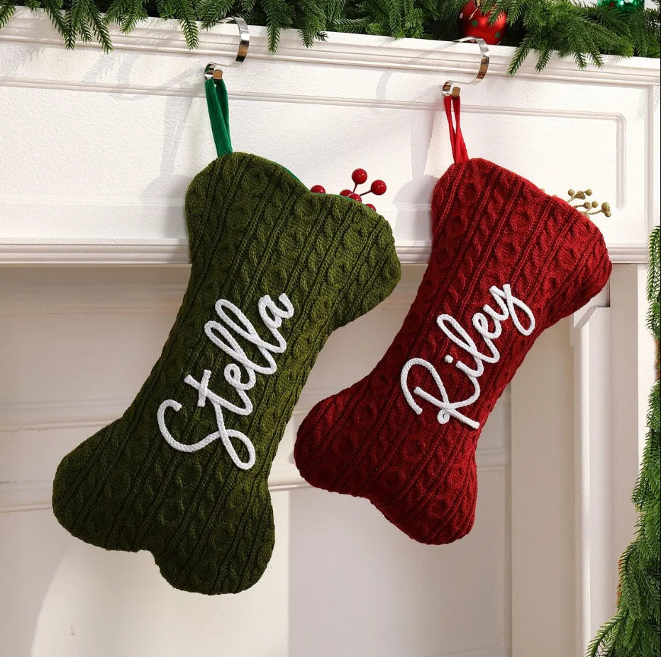 Personalised Dog Bone Christmas Stockings