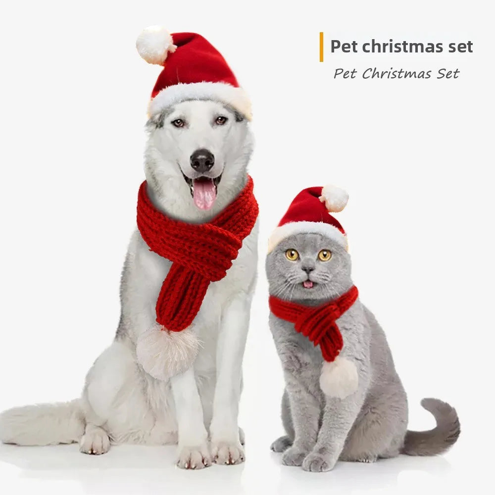 Pet Christmas Hat & Scarf Set