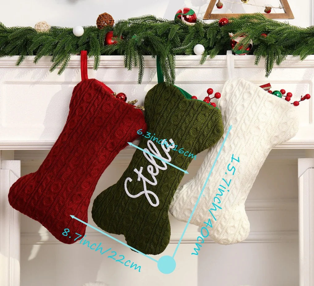 Personalised Dog Bone Christmas Stockings